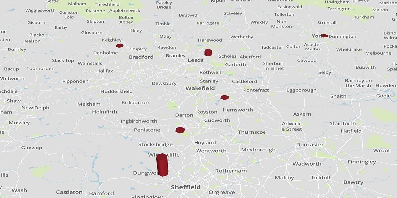 Map of the spread of Covid-19 in South and West Yorkshire.