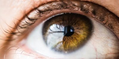 A close up of a brown eye