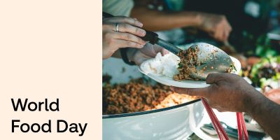 World Food Day 
Rice and beans are served on a plate