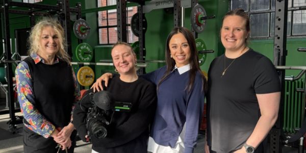 Vanessa Williams, Emma Lowther (BBC camera crew), Katya Jones (host) and Dr Hannah Campbell