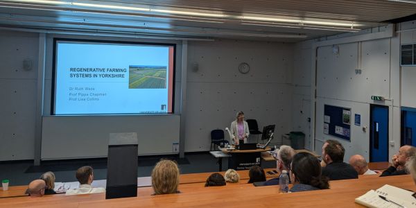 Dr ruth wade presents in a lecture theatre. 