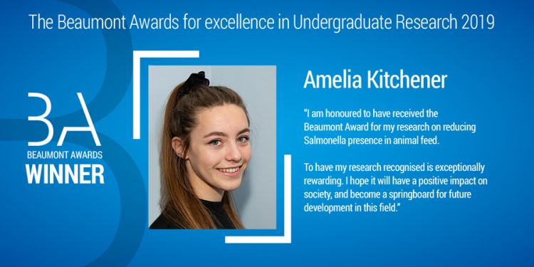 This is an image of Beaumont Award 2019 winner Amelia Kitchener. Amelia is pictured looking at the camera and smiling.